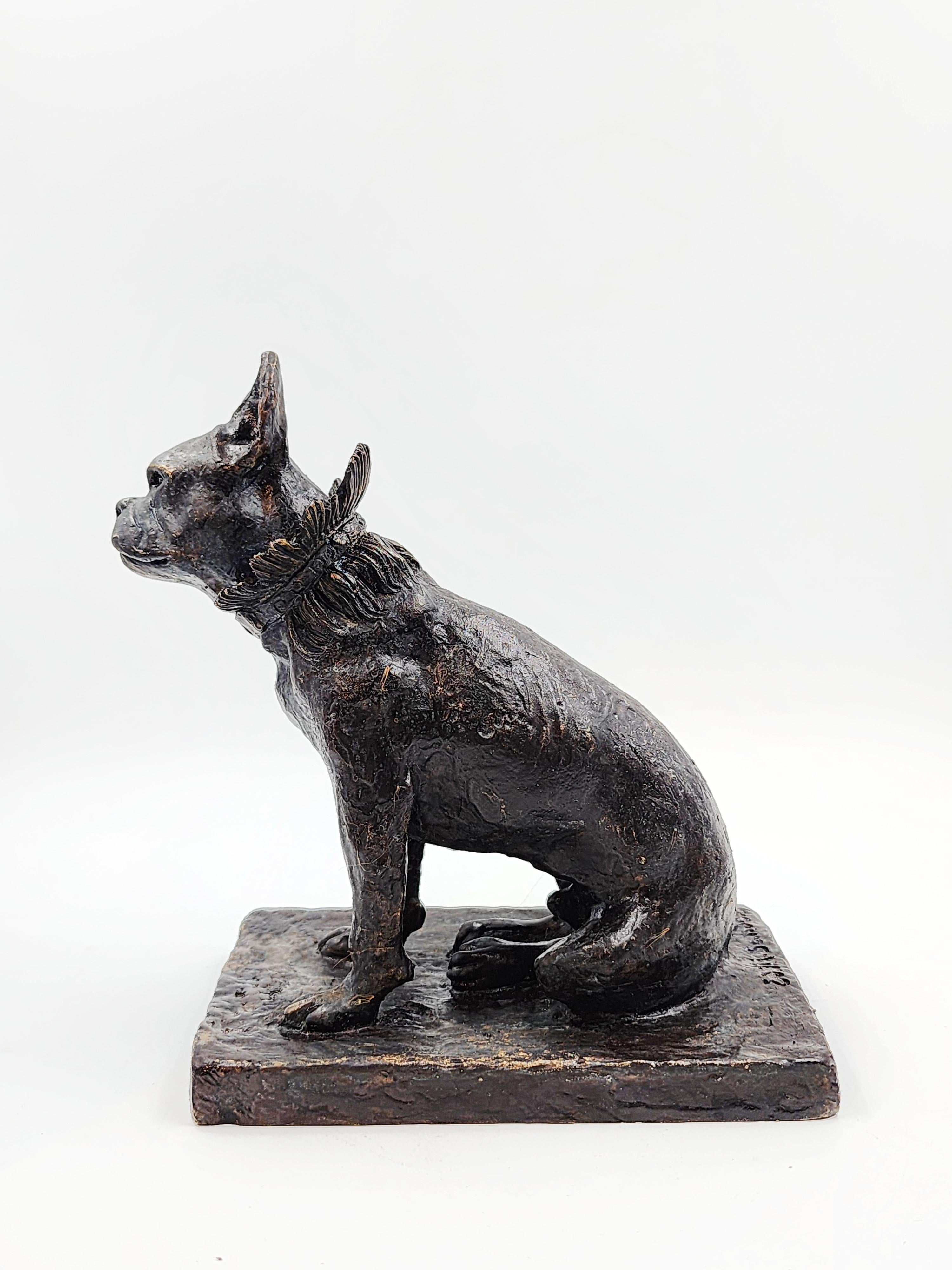 Art déco Edouard-Marcel Sandoz (1881-1971) - Bulldog sentado llamado 