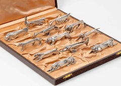 Sandoz & Gallia Christofle  - Set of 12 Boxed Knife Rests Animals Silver Plate