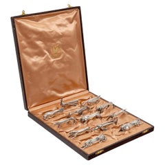 Sandoz & Gallia Christofle  - Set di 12 poggiacoltelli in scatola Animali in argento