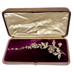 Sandoz Paris Long Antique Diamond En Tremblant Flower Brooch