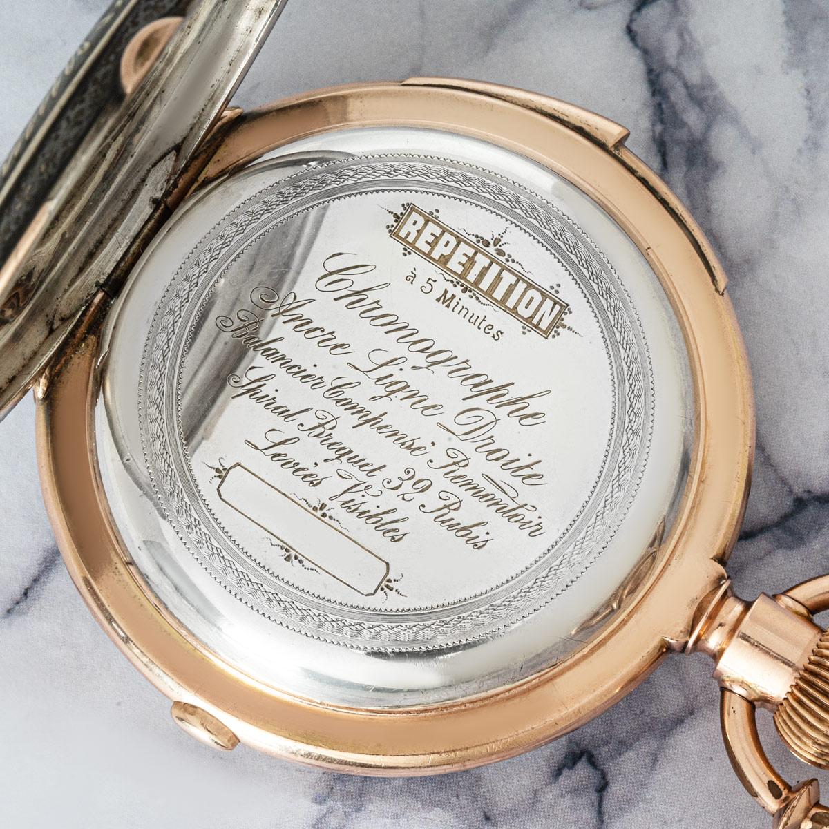 Sandoz Rare Niello Gold & Silver Five Minute Repeater Chrono Full Hunter C1890 For Sale 4