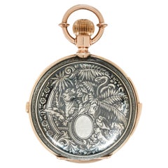 Sandoz Rare Niello Gold & Silver Five Minute Repeater Chrono Hunter C1890