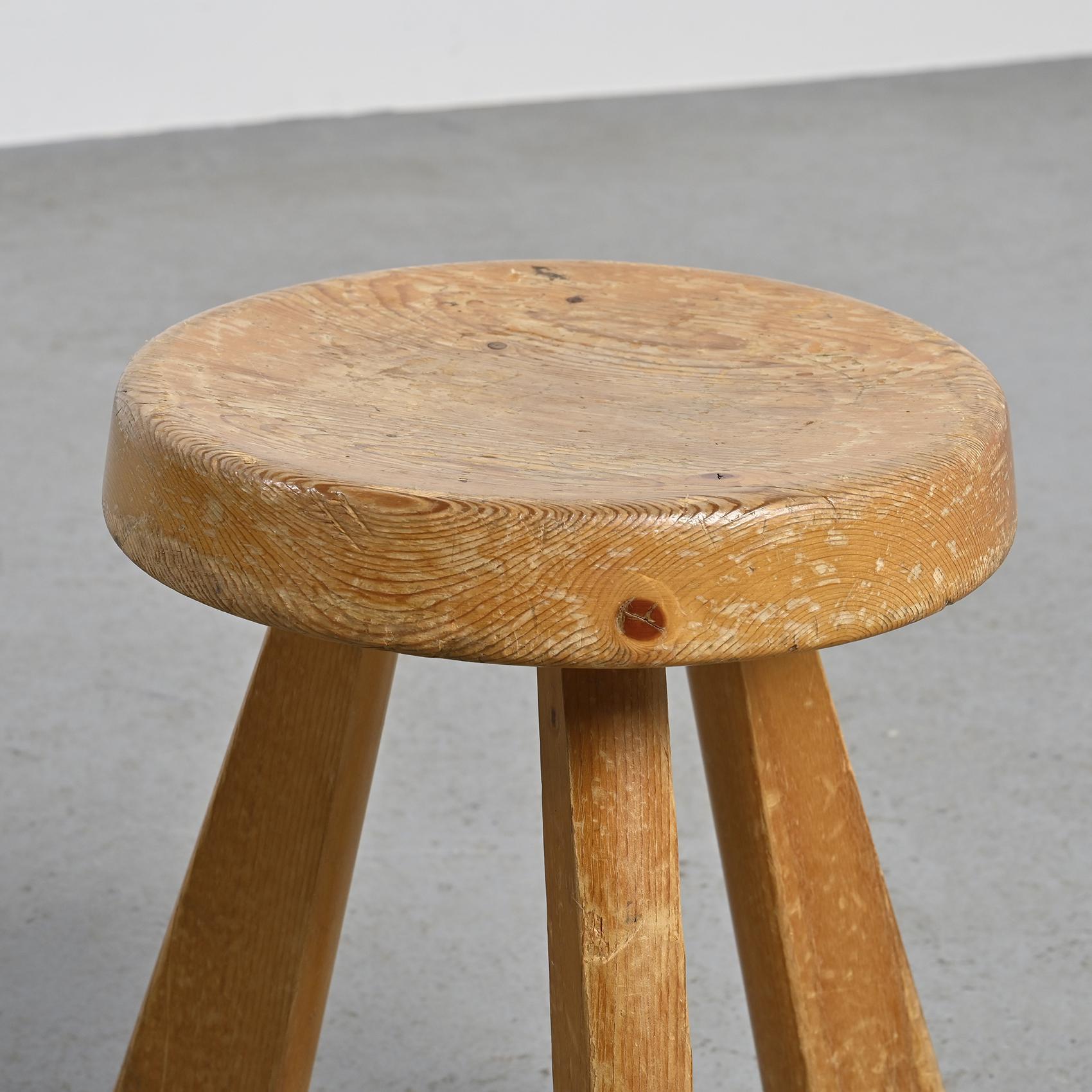 Wood Sandoz Stool by Charlotte Perriand,  Steph Simon circa 1965