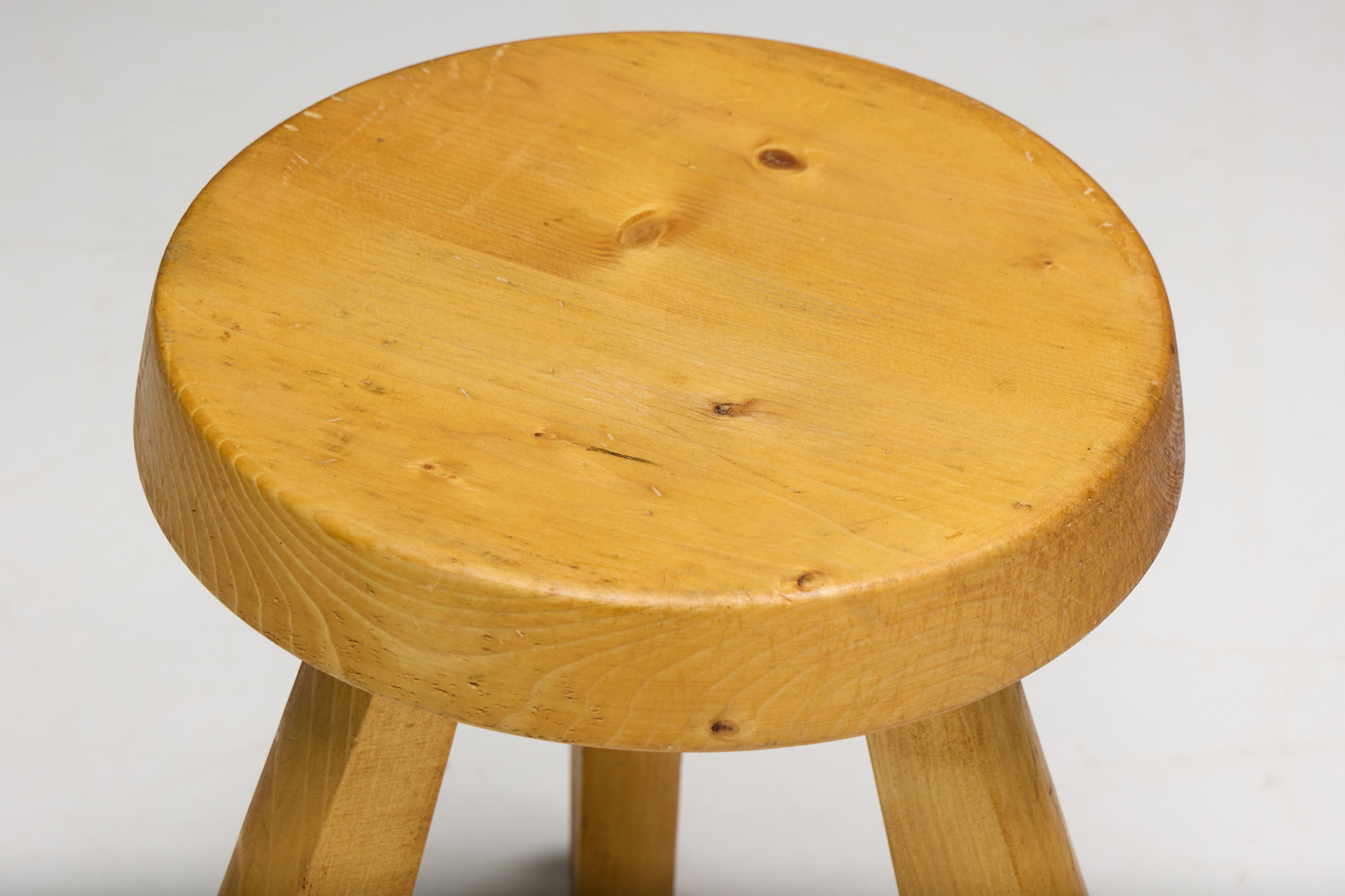 Pine Sandoz Stools by Charlotte Perriand, France, 1950s For Sale