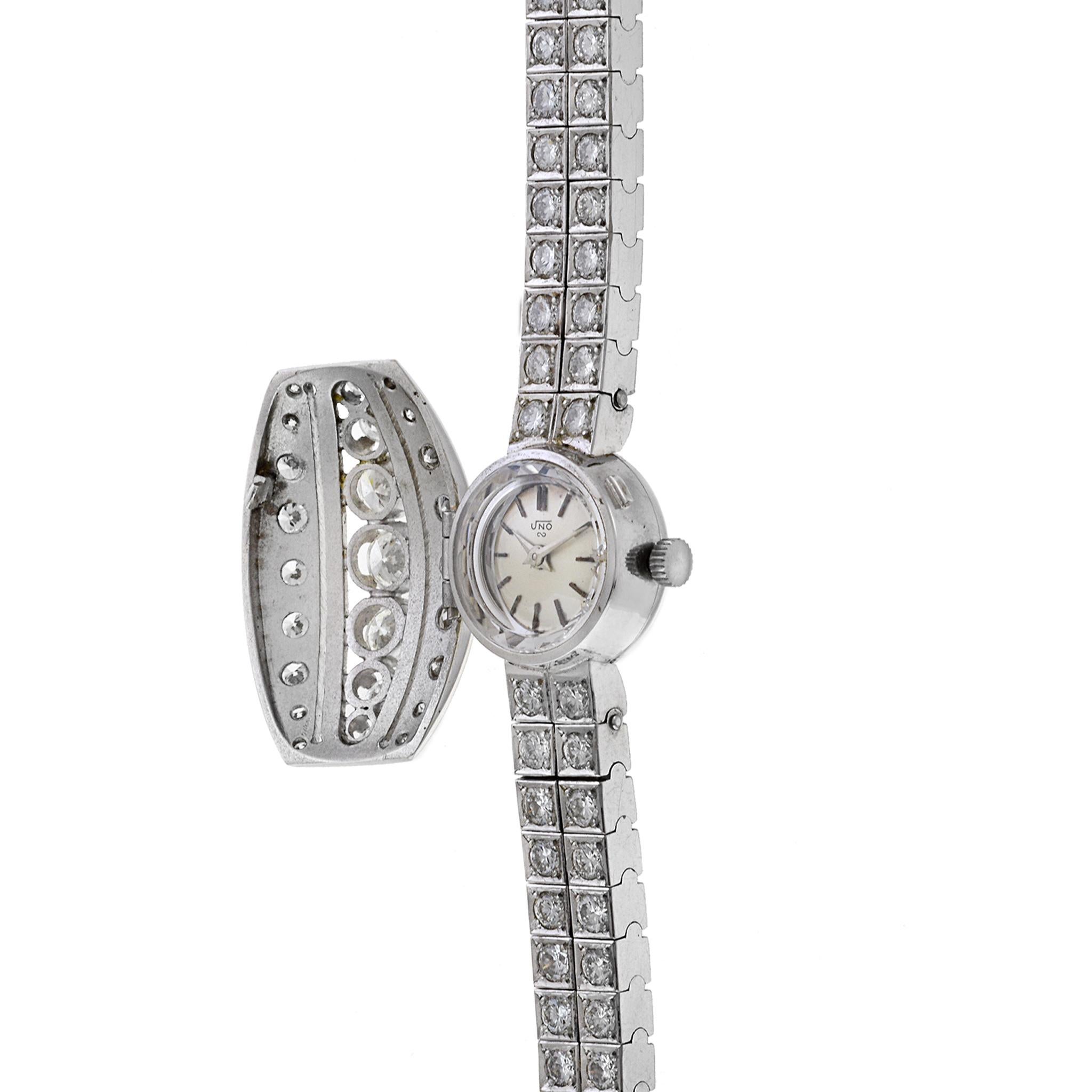 Women's or Men's Sandoz Uno 18K and 8.00CT Diamond Cocktail Watch For Sale