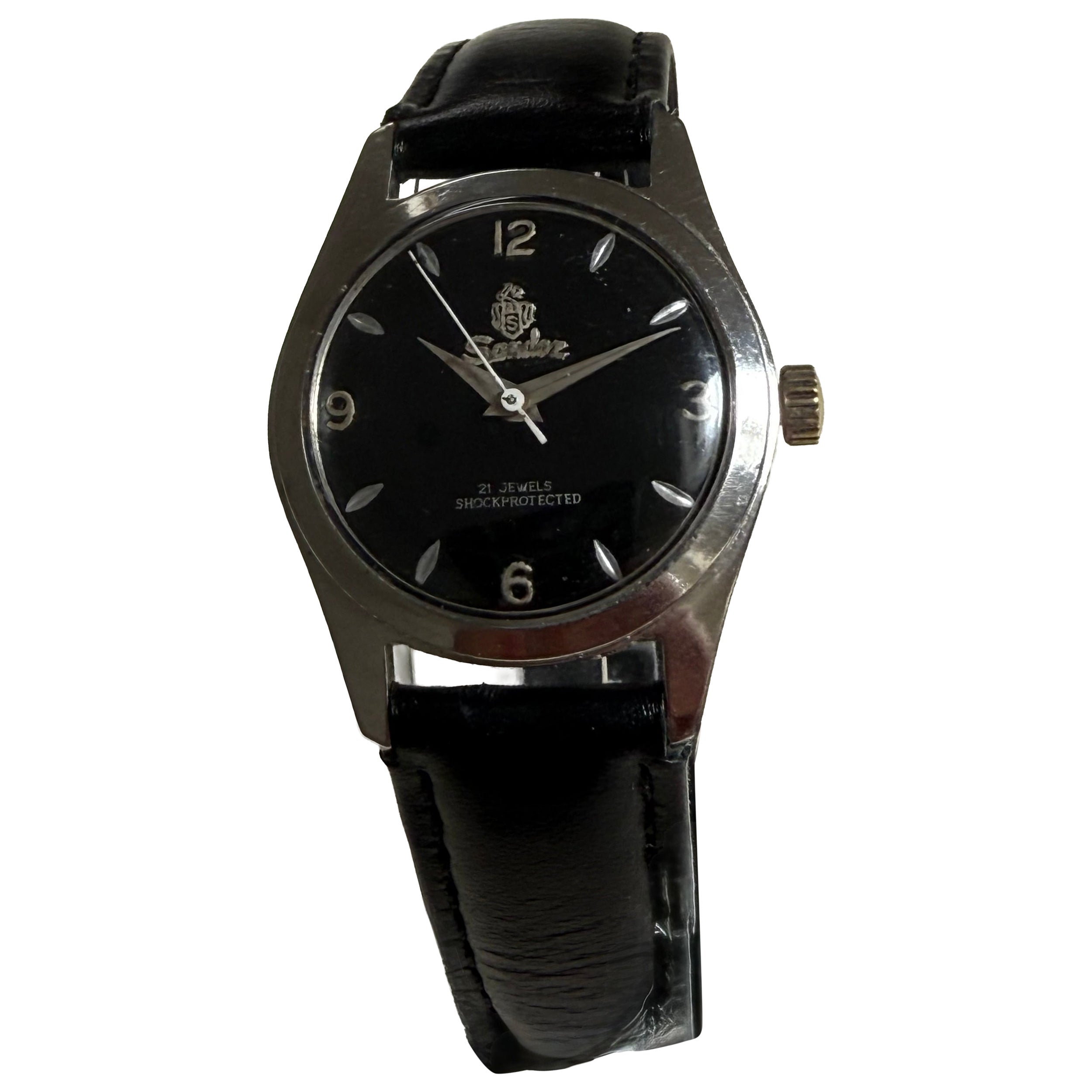 Montre-bracelet Sandoz, boîtier en acier inoxydable de 30 mm, mouvement 17 Jewell, c.1960 en vente