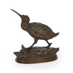„Sandpiper“ – antike französische Bronzeskulptur von Paul Delabrierre