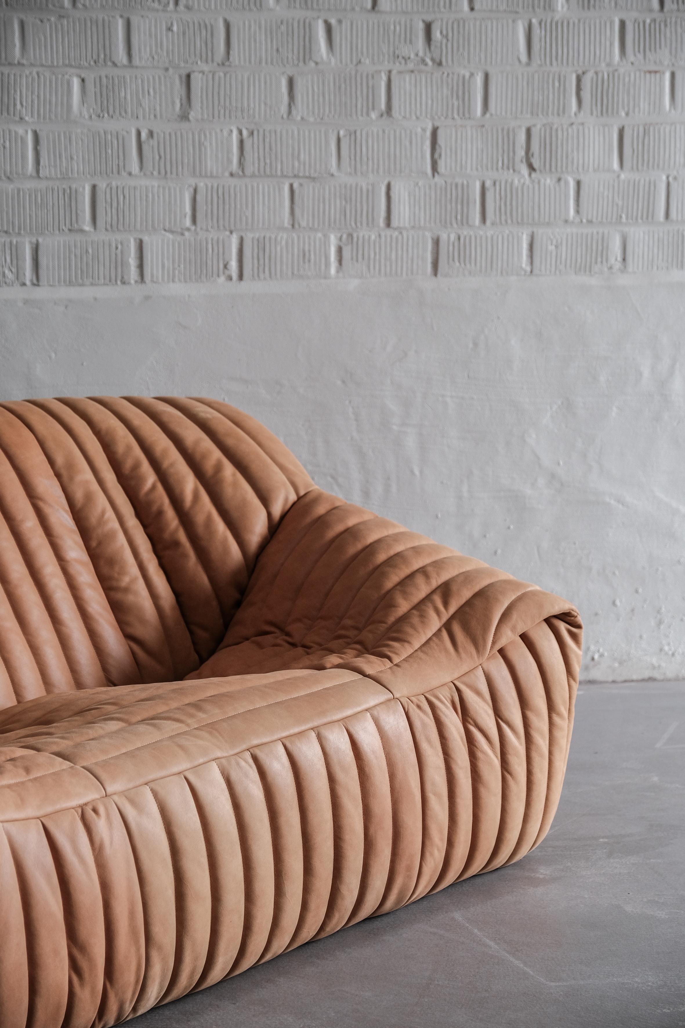 Mid-Century Modern Sandra 2 seater sofa by Annie Hieronimus for Cinna in cognac leather