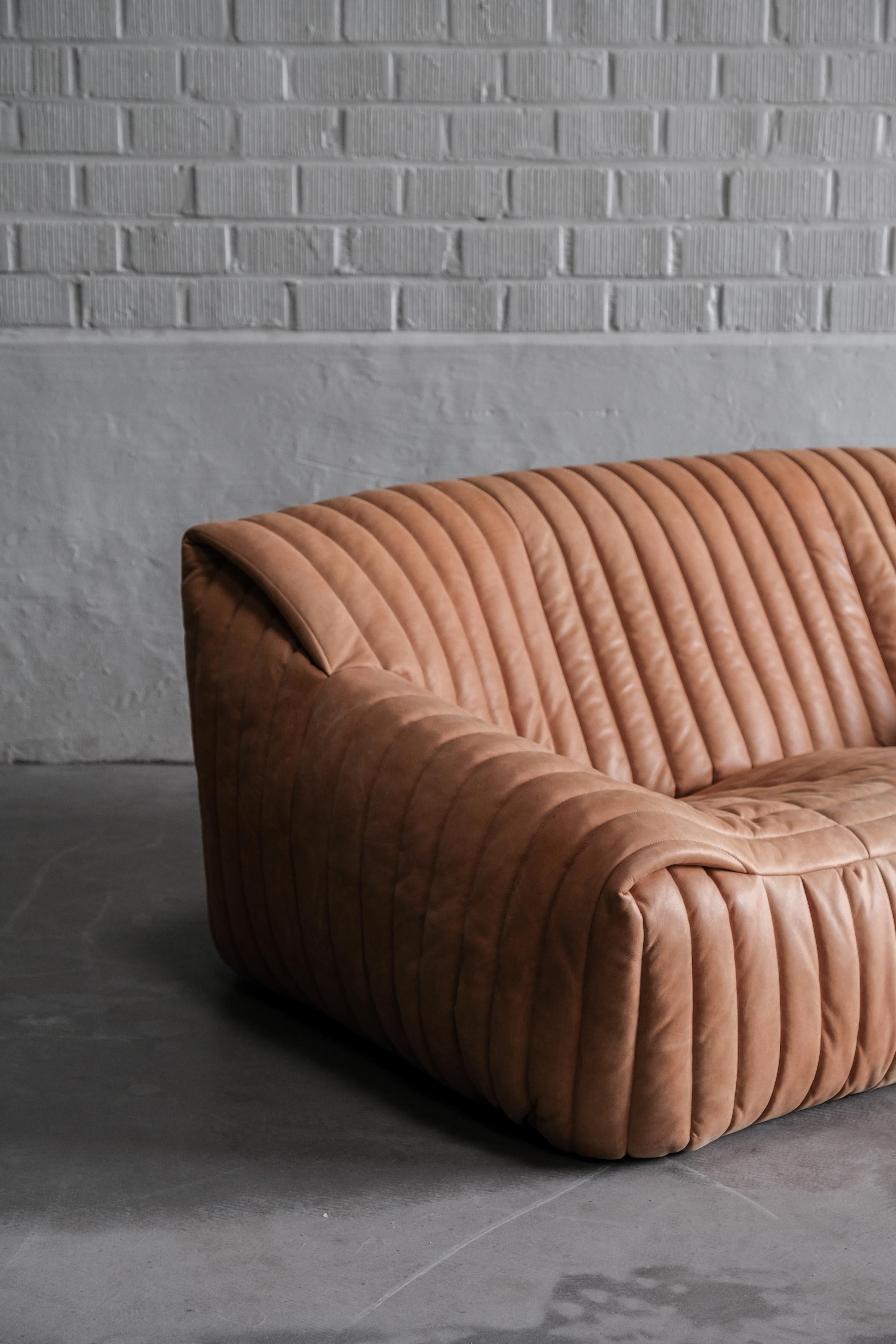 French Sandra 2 seater sofa by Annie Hieronimus for Cinna in cognac leather