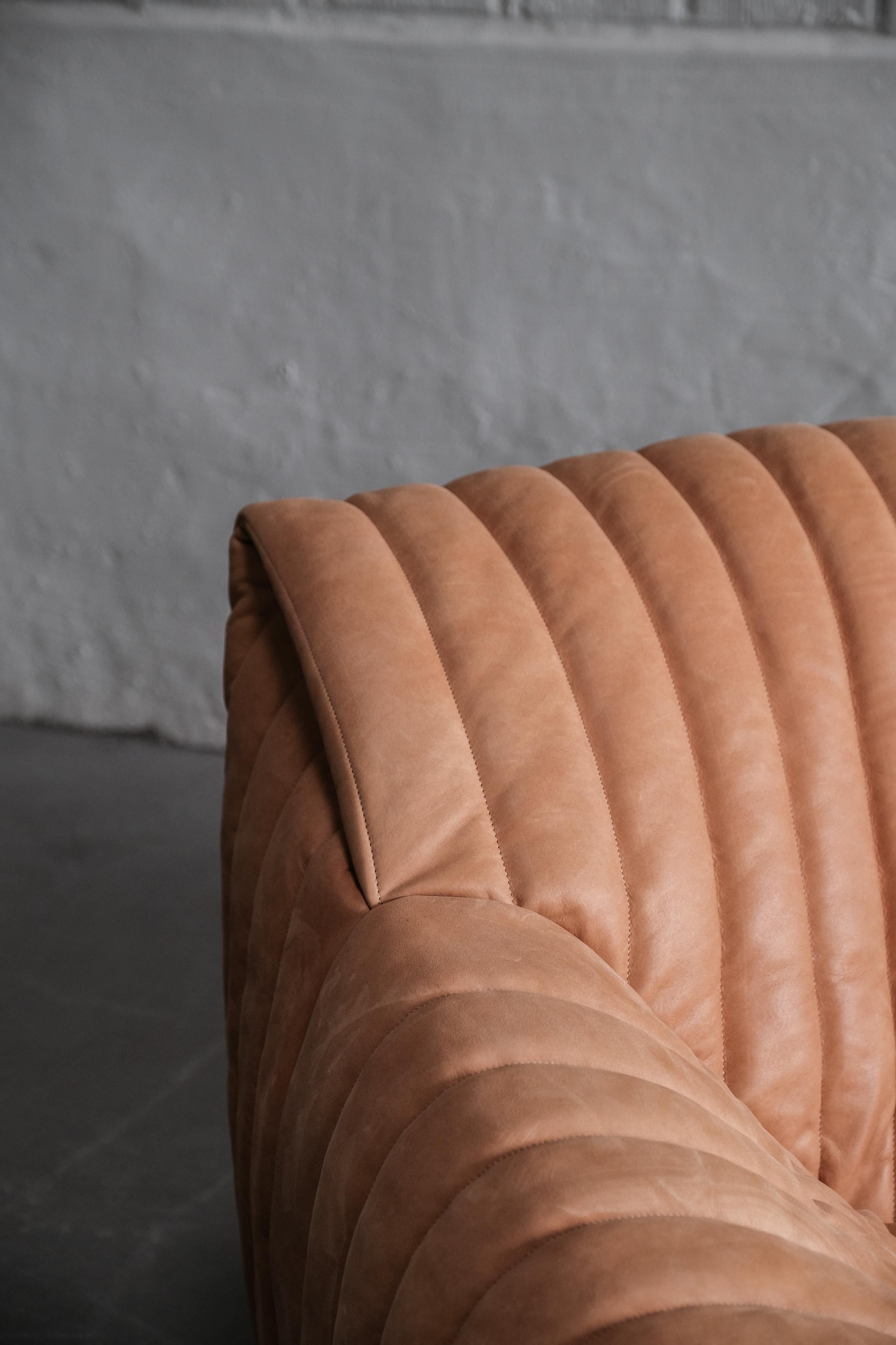 Leather Sandra 2 seater sofa by Annie Hieronimus for Cinna in cognac leather