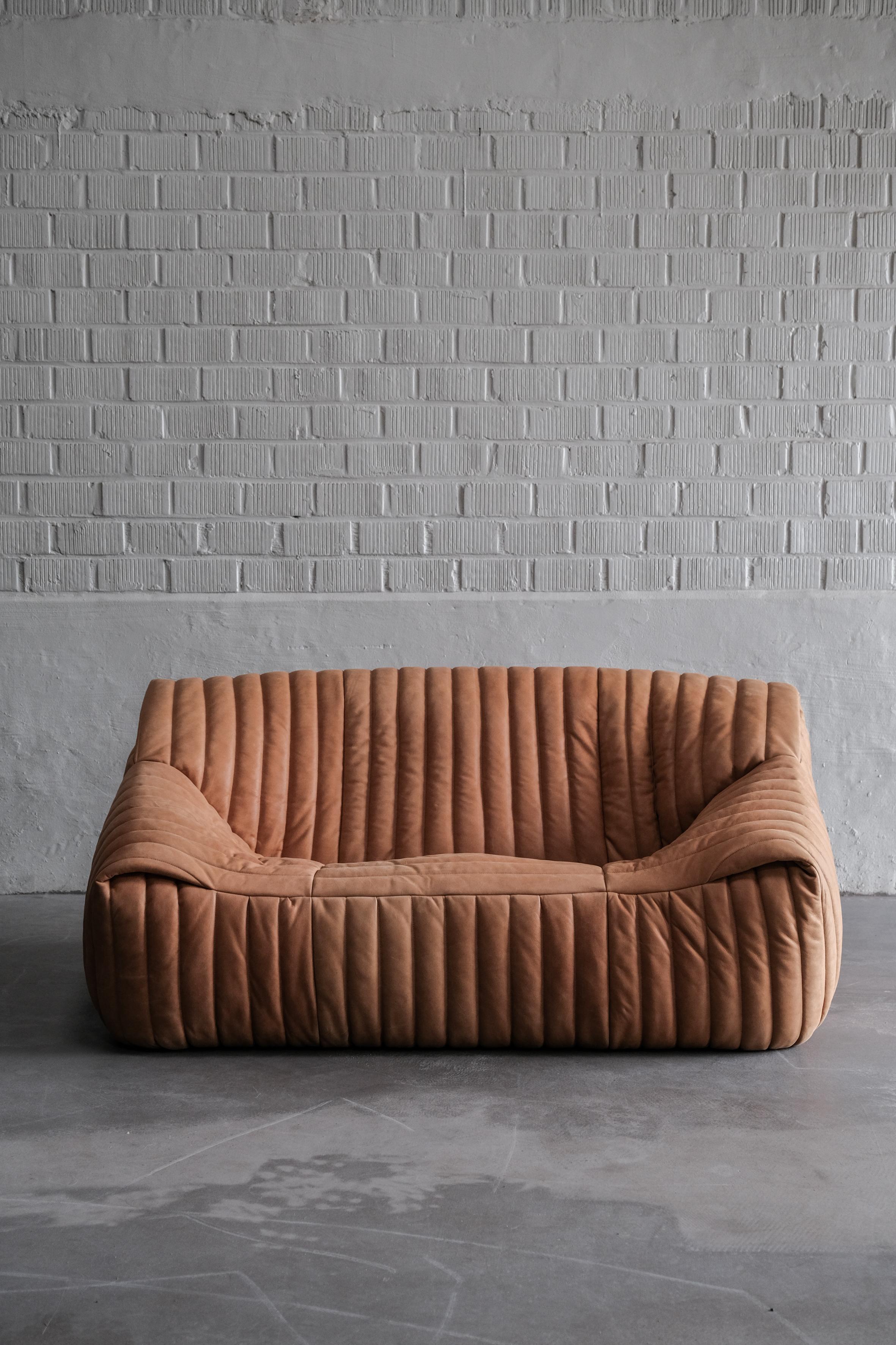 Sandra 2 seater sofa by Annie Hieronimus for Cinna in cognac leather 1