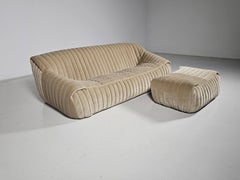 Sandra 3-seater Sofa in beige velvet, Annie Hiéronimus, Cinna Ligne Roset, 1970s