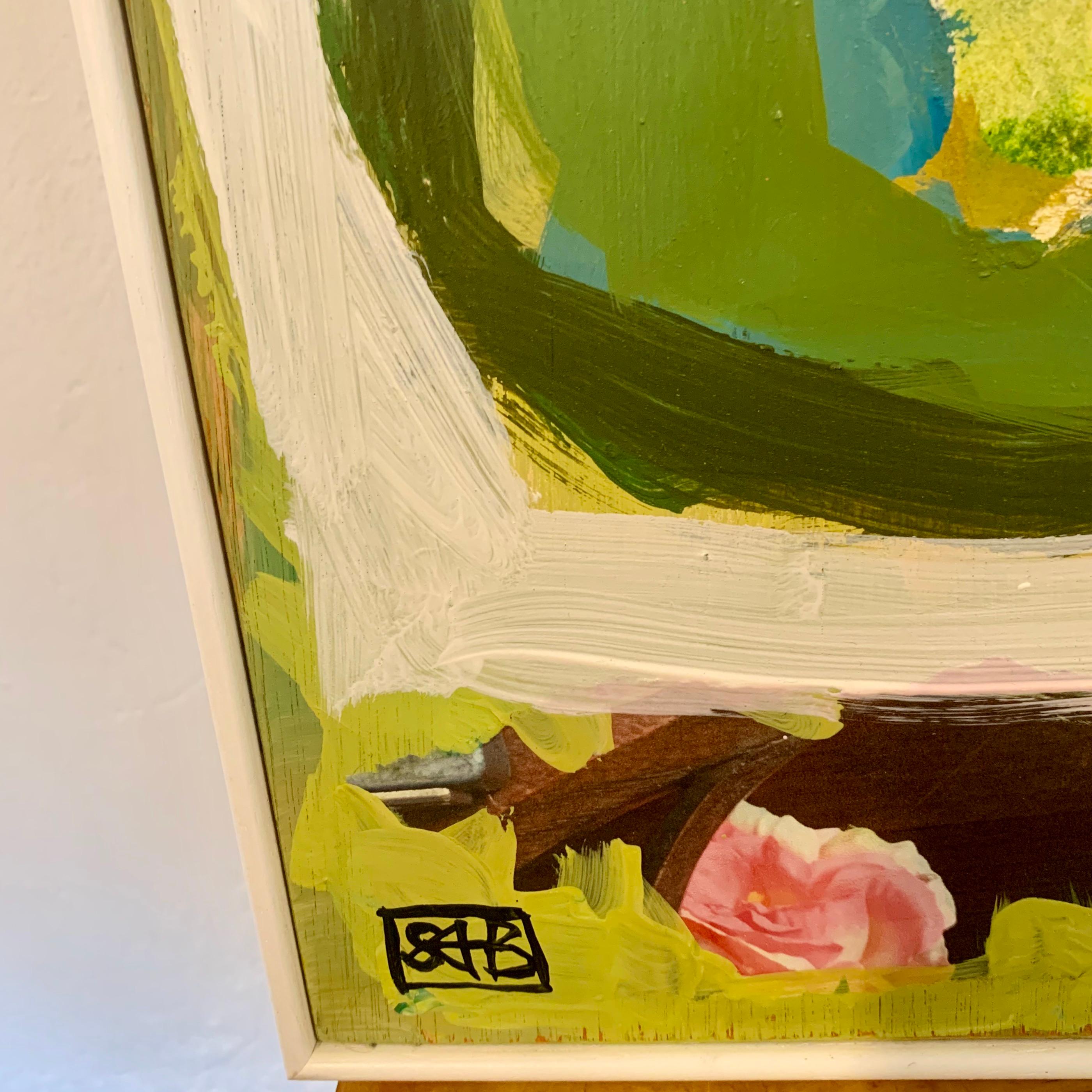 Around the Garden, Original painting, Landscape, Interior, Contemporary - Painting by Sandra Berti