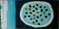 Oliver su un piatto, Quadro originale, Paesaggio, Interno, Contemporaneo