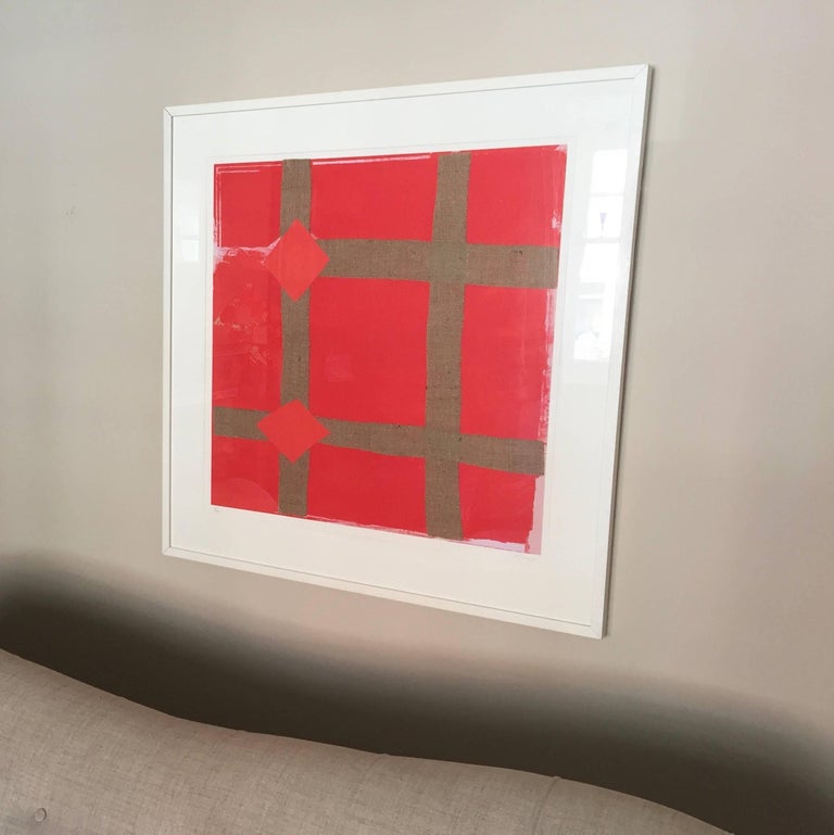 Red Melange: print with collage by Sandra Blow, inspired by Burri and Art Povera For Sale 2