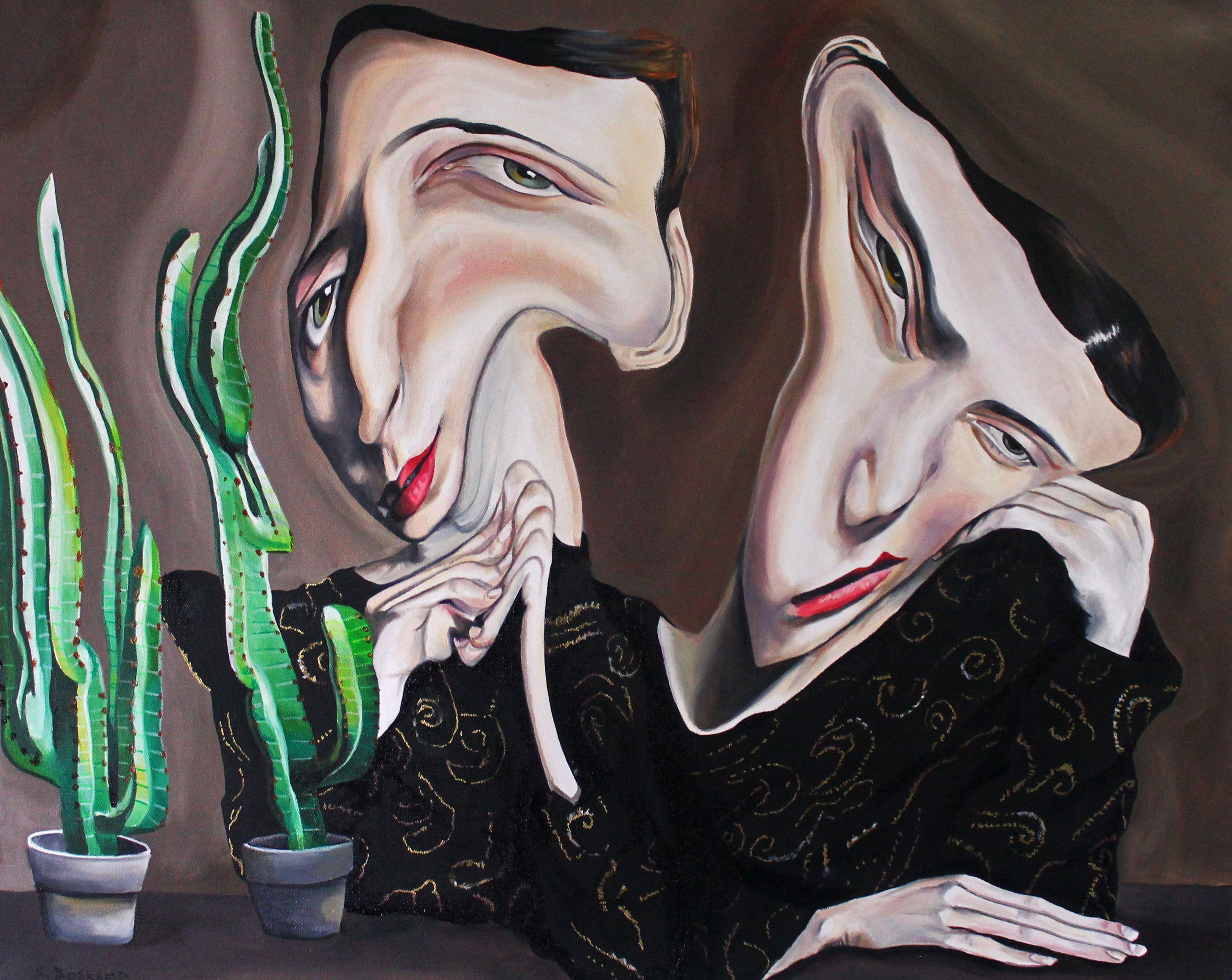 Una situazione spinosa, Pittura, Olio su tela - Painting di Sandra Boskamp