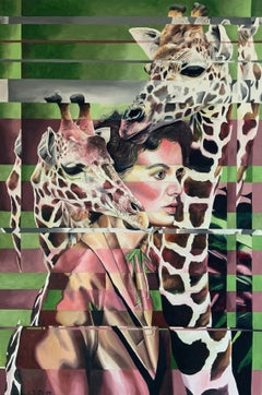 Gina & the Giraffes, peinture à l'huile sur toile