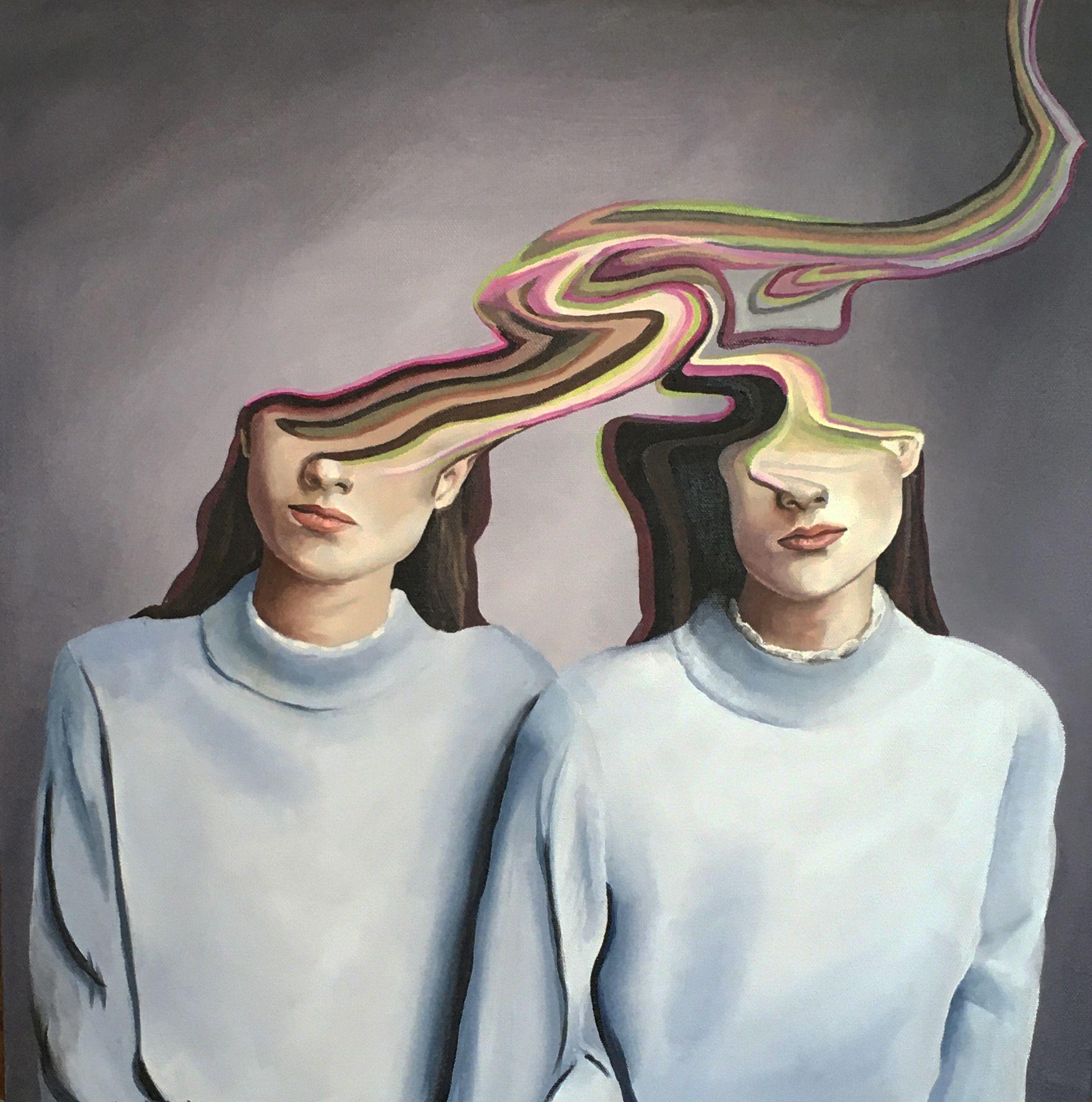 Sandra Boskamp Figurative Painting - Twins, Painting, Oil on Canvas