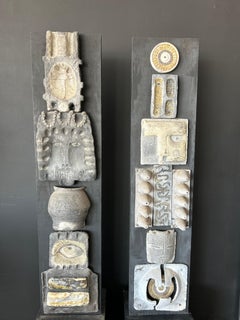 Ceramic Totem by Sandra Brown North on Wood, 1950's