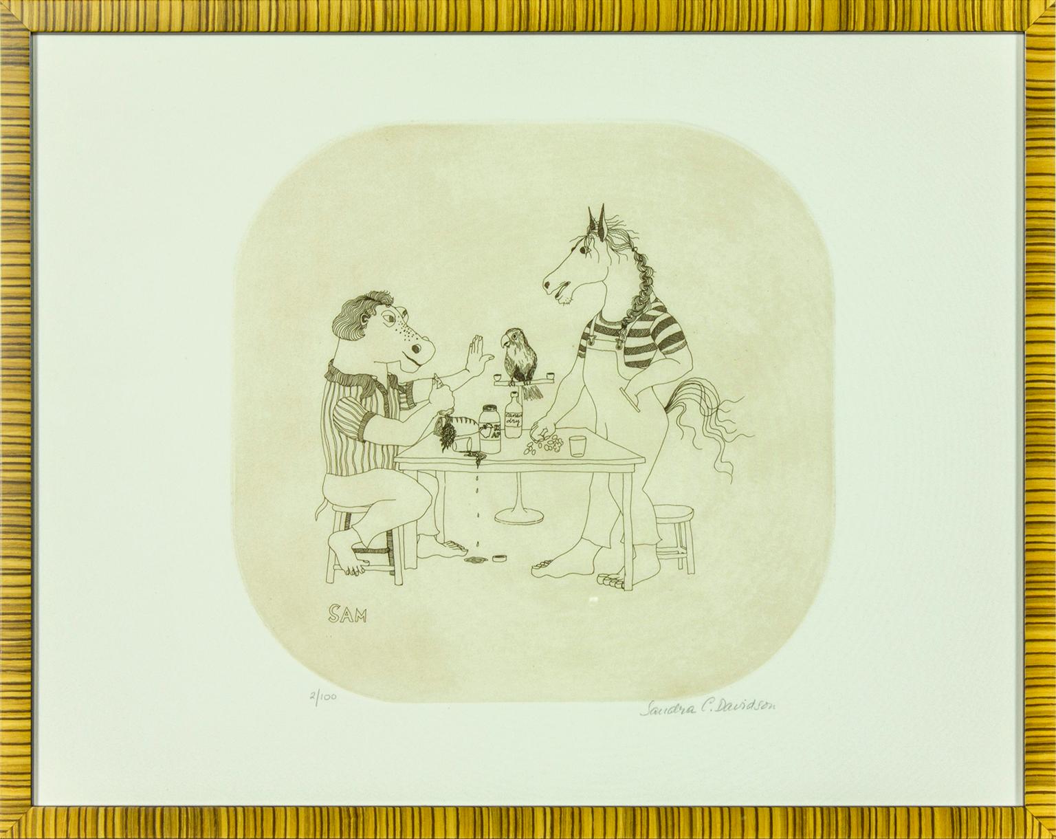 "SAM" lithograph by children's book author and artist Sandra Calder Davidson