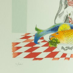 Originallithographie „The Gastronome“ von Sandra Calder Davidson. Handsigniert.