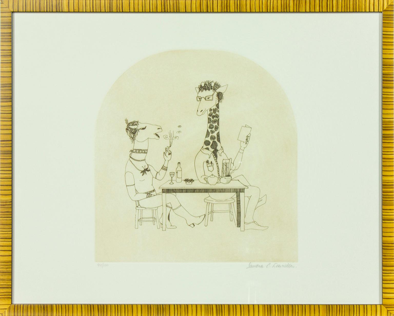 Lithographie „Untitled (Giraffes)“ von Sandra Calder Davidson. Handsigniert.