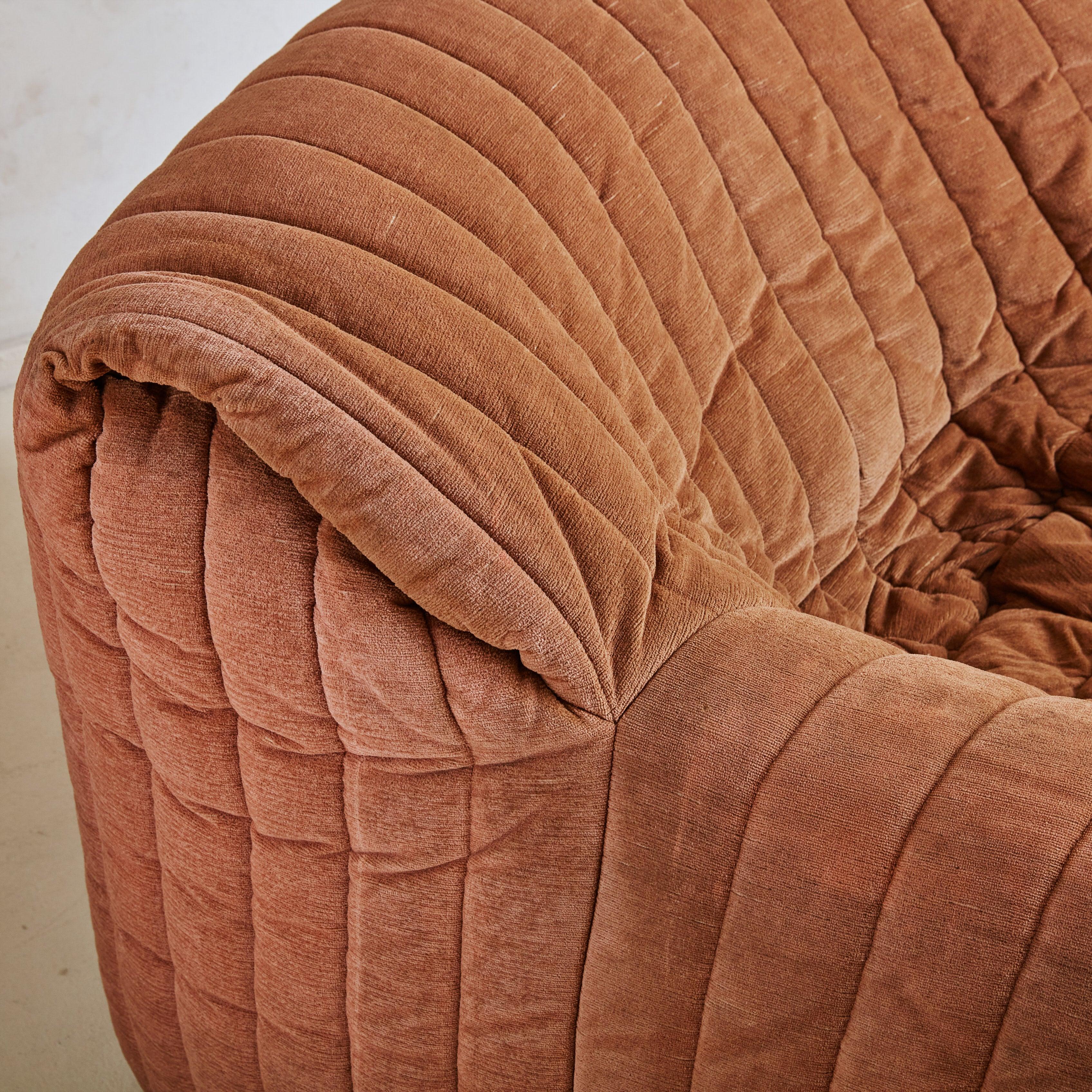 Fabric ‘Sandra’ Channeled Lounge Chair by Annie Hiéronimus for Cinna / Ligne Roset For Sale