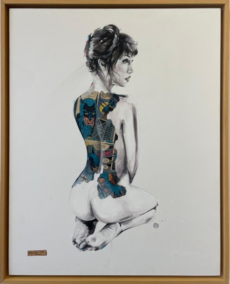 Figurative Painting de Sandra Chevrier - La Cage meditant au clan ete lune