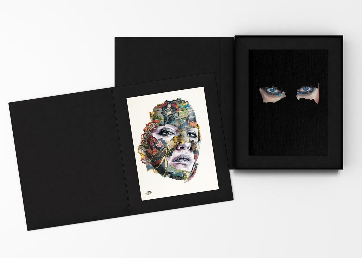 Deluxe Linen Wrapped Clamshell Box of Sandra Chevrier's Cages Book with Print For Sale 11