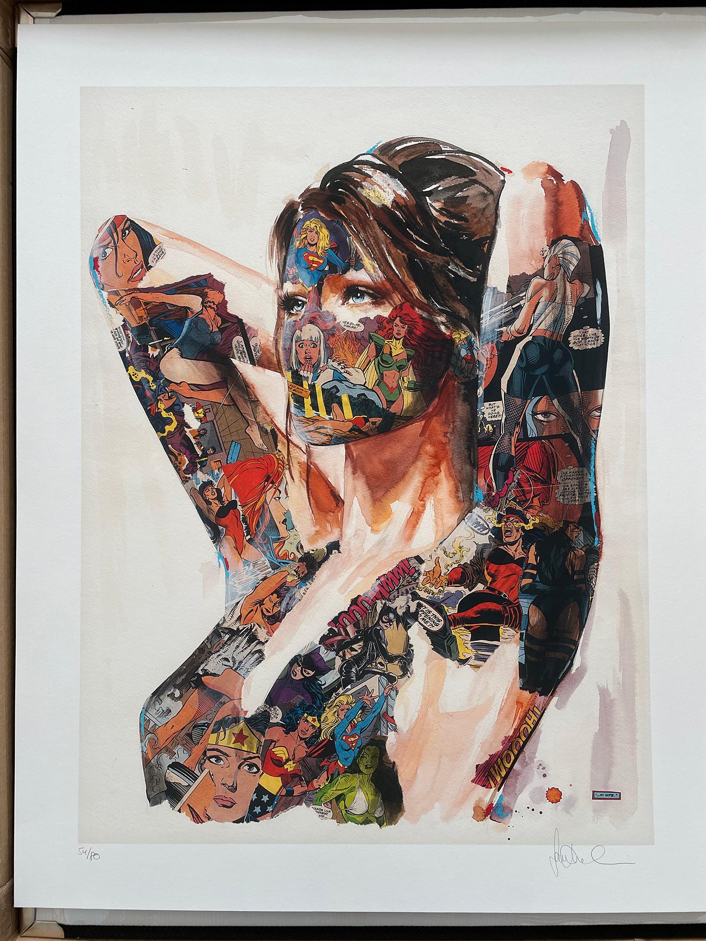 Figurative Print Sandra Chevrier - La Cage Et La Femme Aux Mille Et Un Visages