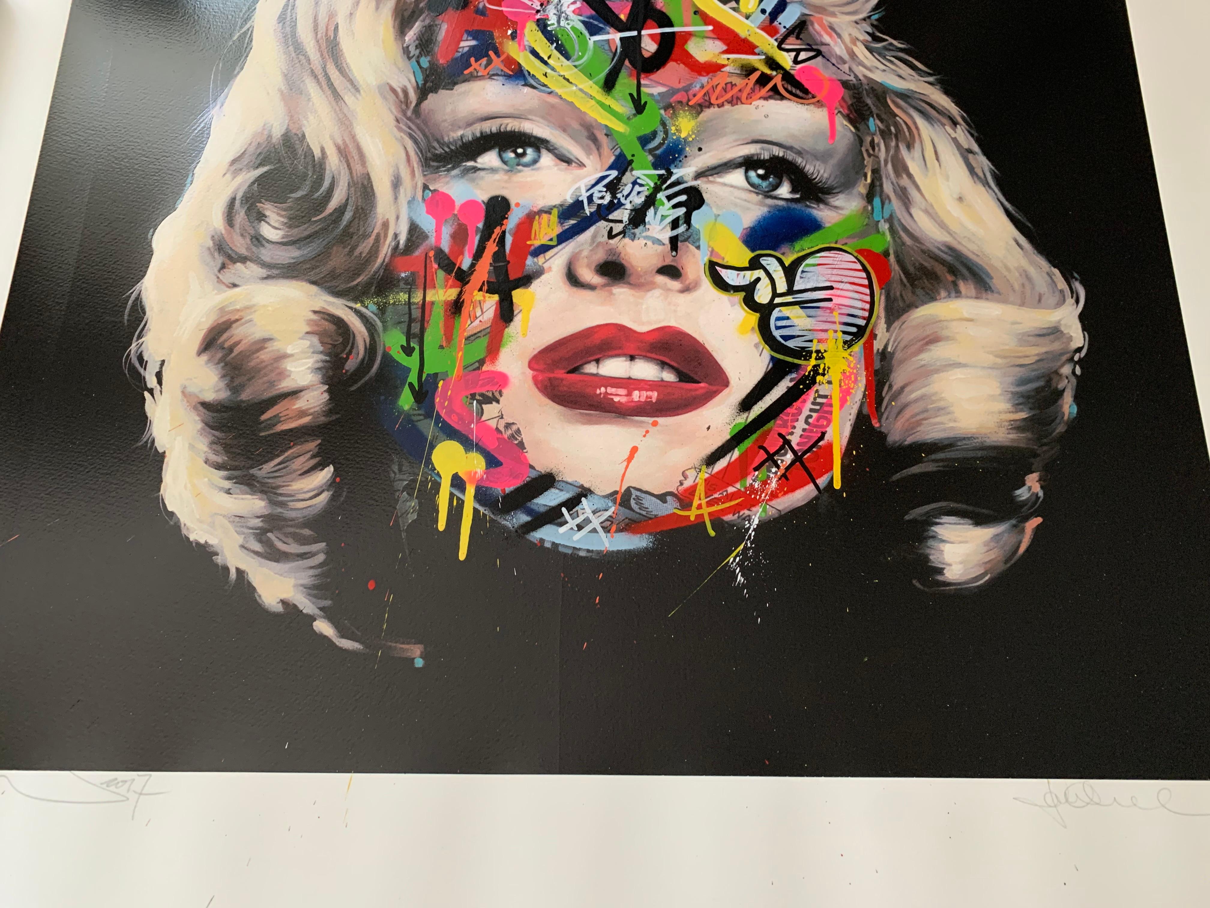Marilyn Monroe Street Art Prints embellished with Paint Spray by Martin Whatson For Sale 7