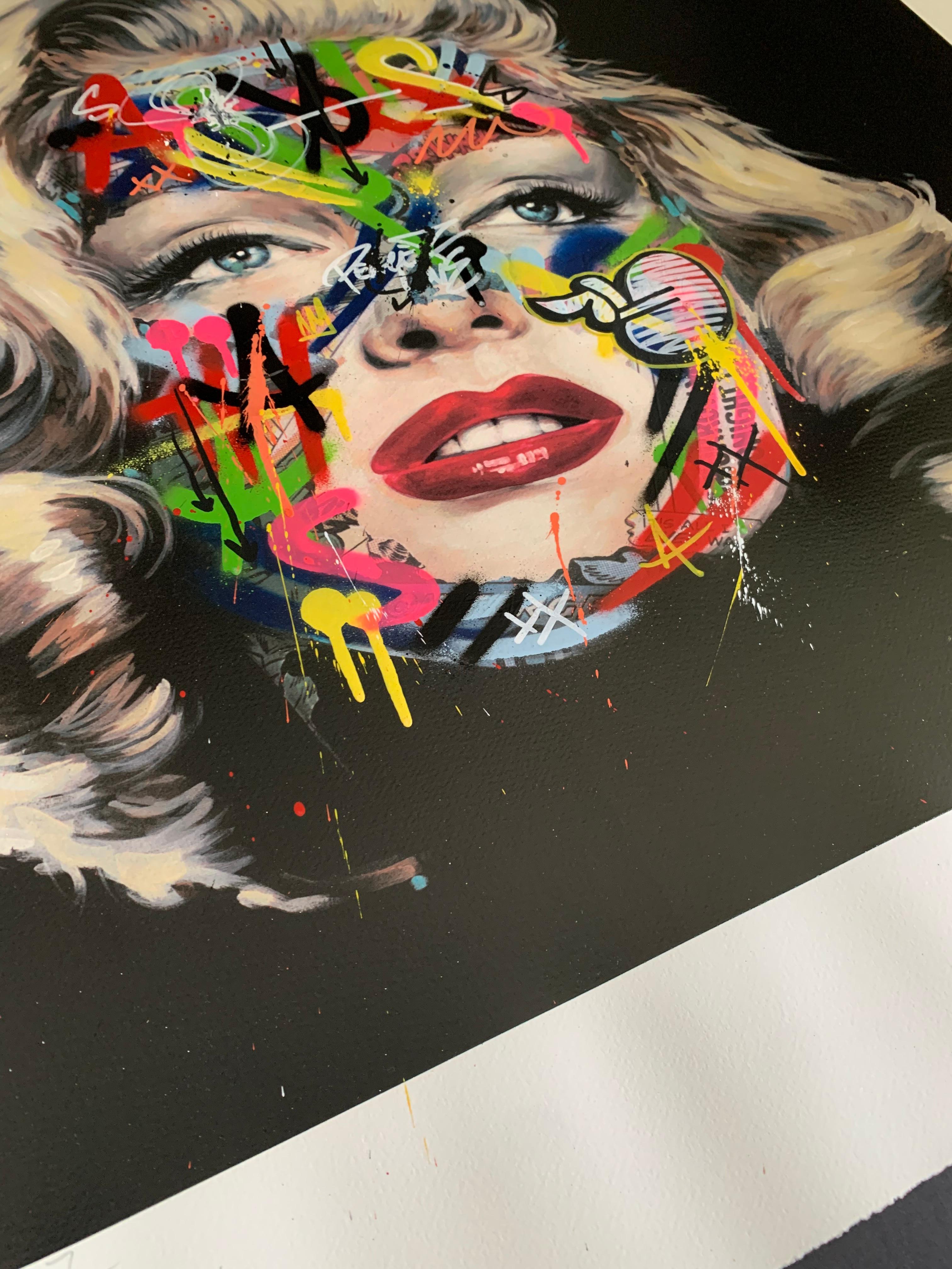 Marilyn Monroe Street Art Prints embellished with Paint Spray by Martin Whatson For Sale 4