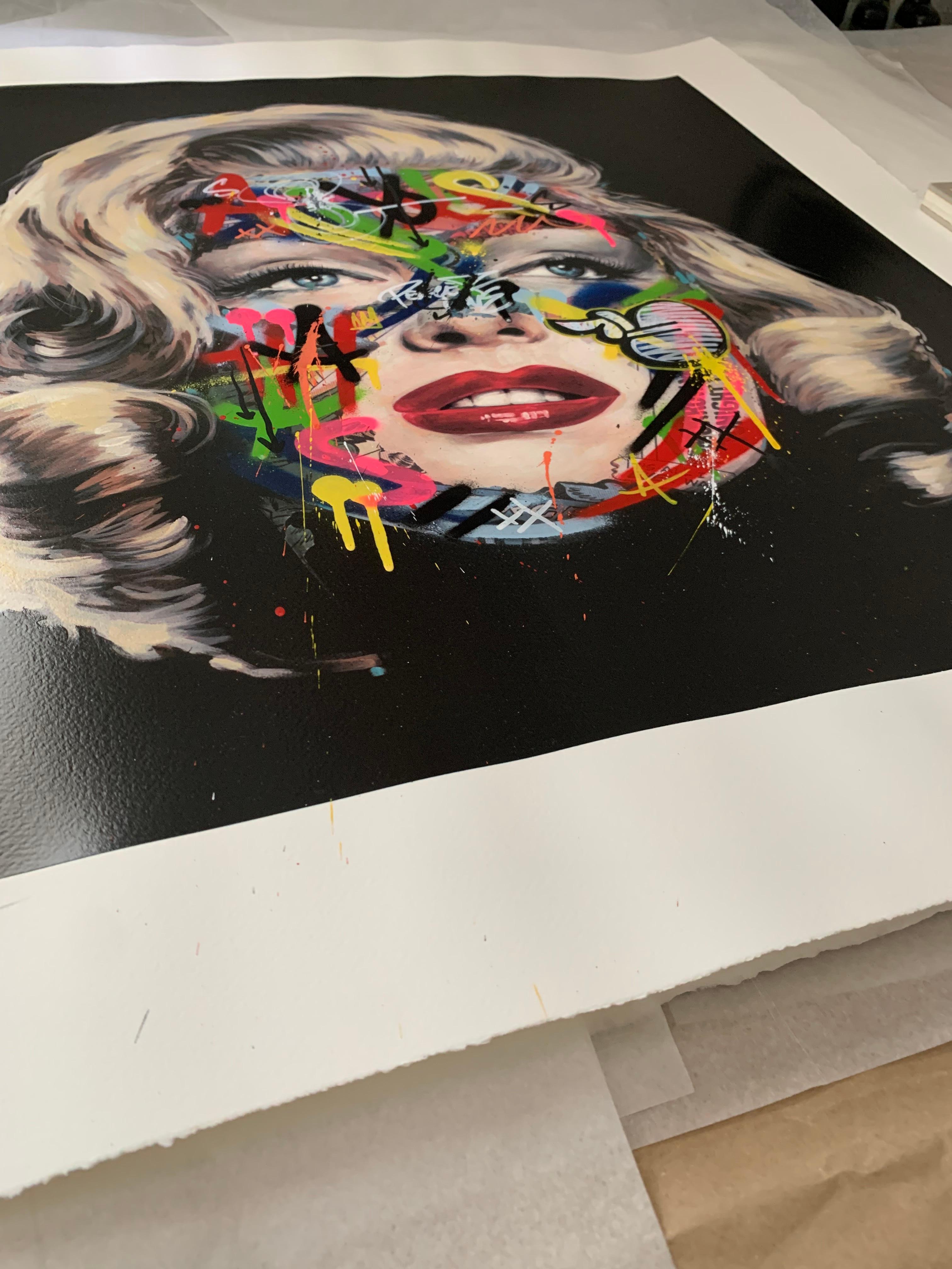 Marilyn Monroe Street Art Prints embellished with Paint Spray by Martin Whatson For Sale 5
