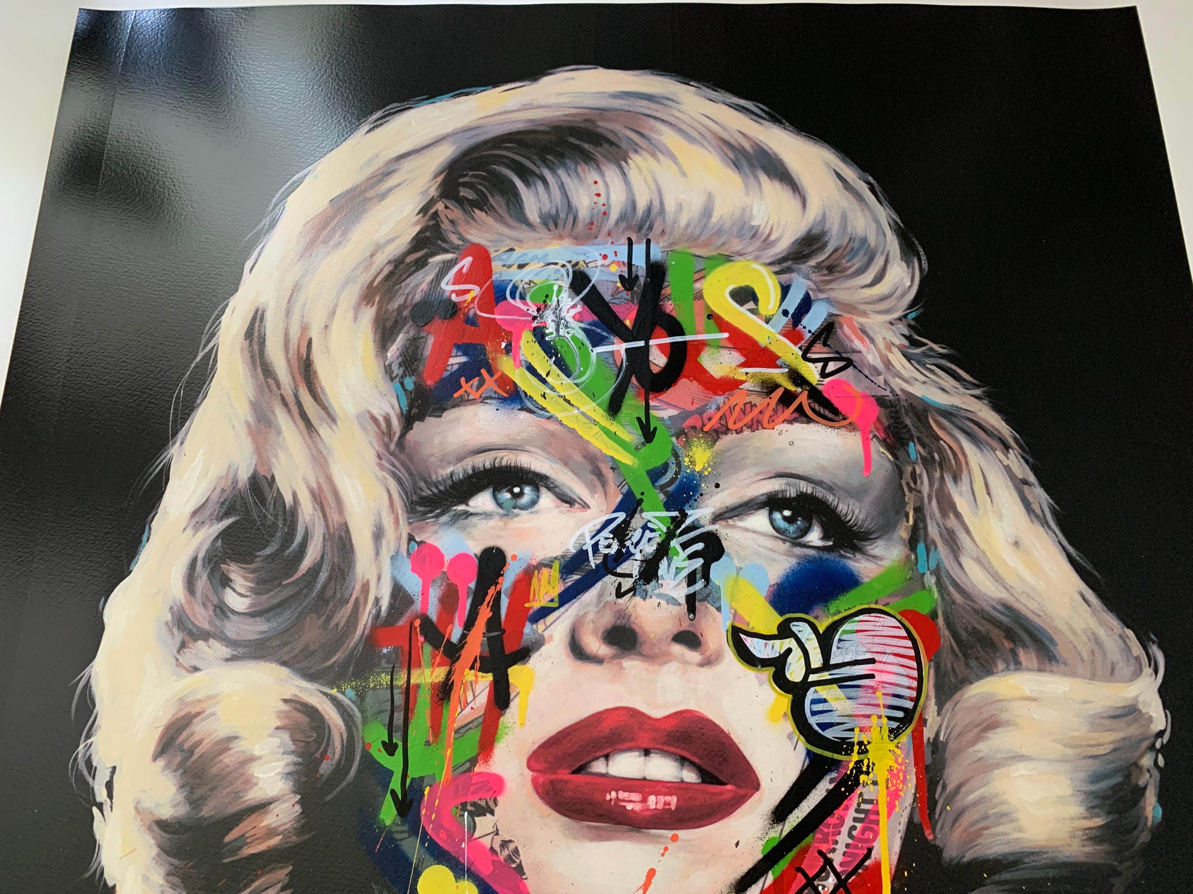 Marilyn Monroe Street Art Prints embellished with Paint Spray by Martin Whatson For Sale 6