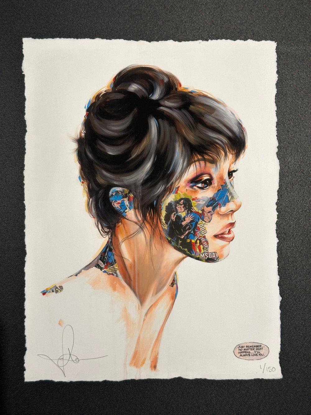 SANDRA CHEVRIER - La Cage et L'Amour Éternel Limited ed. hand signed. Pop art - Beige Figurative Print by Sandra Chevrier