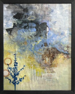 "No Way is Way", Contemporain, Paysage, Femme, Bleu, Jaune, Gris, Technique mixte