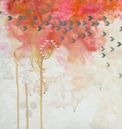 “Aujourd'hui Vodou”, Magic, Diagram, Vintage, Pink, Red, Blue, Acrylic Painting