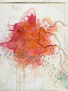 “Aujourd'hui Vodou”, Magic, Diagram, Vintage, Pink, Red, Blue, Acrylic Painting