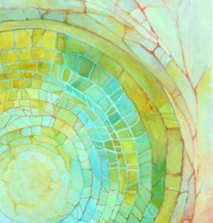 "Muerte de una libélula", abstracto, amarillo, verde, azul, pintura acrílica, 2011