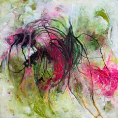 “Femme”, Flower, Queen, Spring, Green, Pink, Black, White, Acrylic Painting