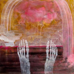 “Friendship”, Horizon, Cloud, Feet, Pink, White, Orange, Black, Acrylic Painting