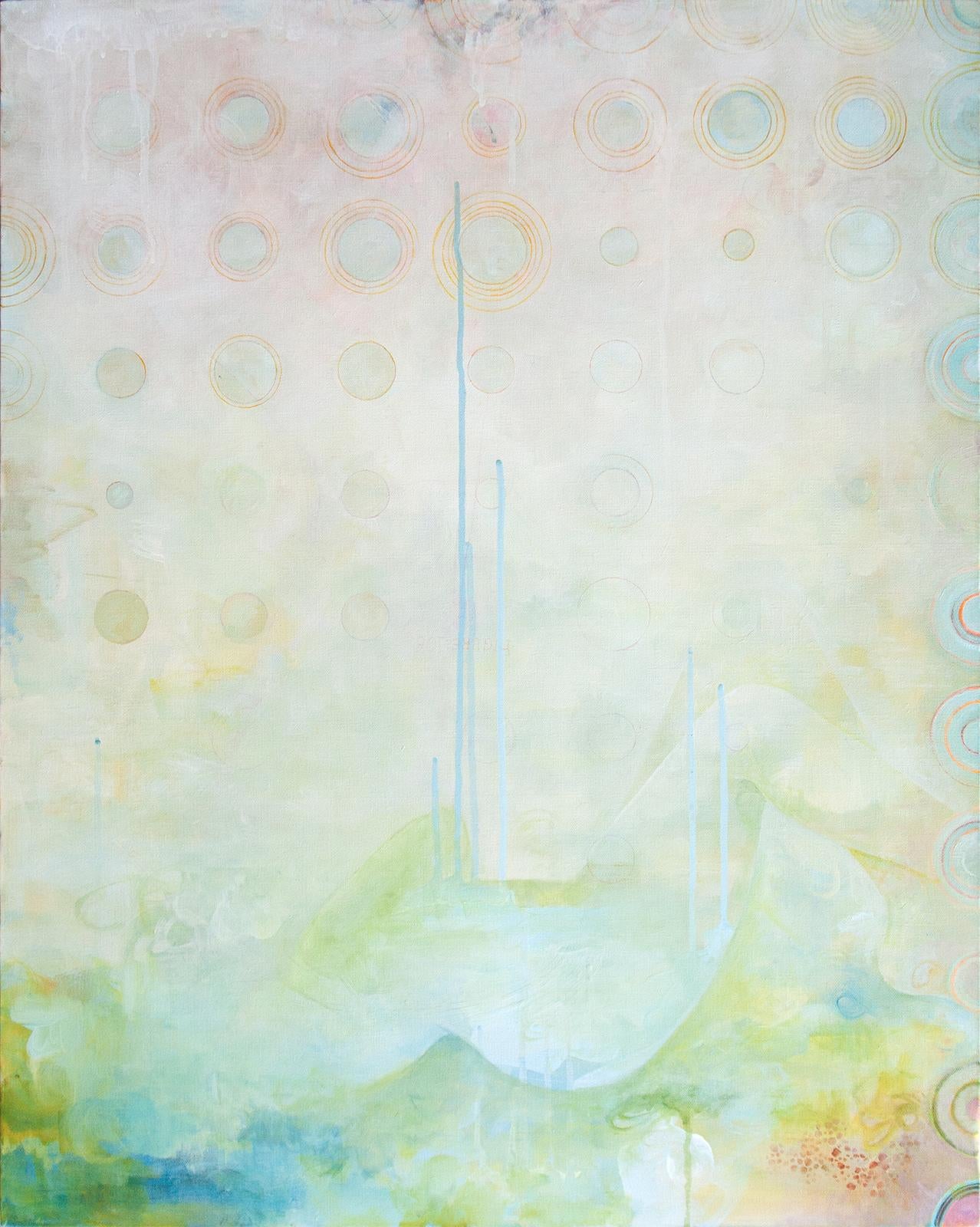 Sandra Cohen Abstract Painting - “Hi-hat Kabbalah”, abstract, nude, music, pink, green, blue, acrylic painting
