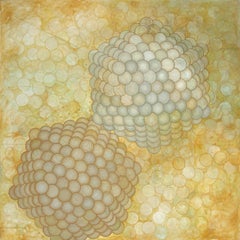 "I Wanna Luv Ya", Abstract, Yellow, Grey, White, Acrylic Painting