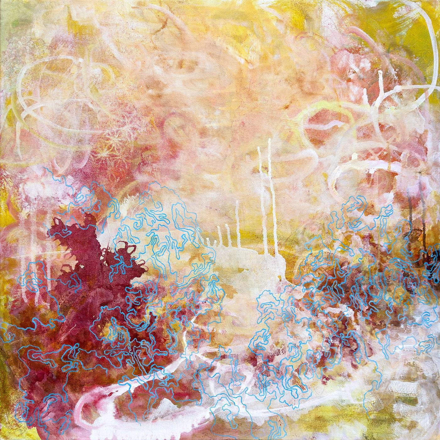 "Johnny", Contemporaneo, Giallo, Rosa, Rosso, Blu, Bianco, Pittura acrilica, 2025 - Painting di Sandra Cohen