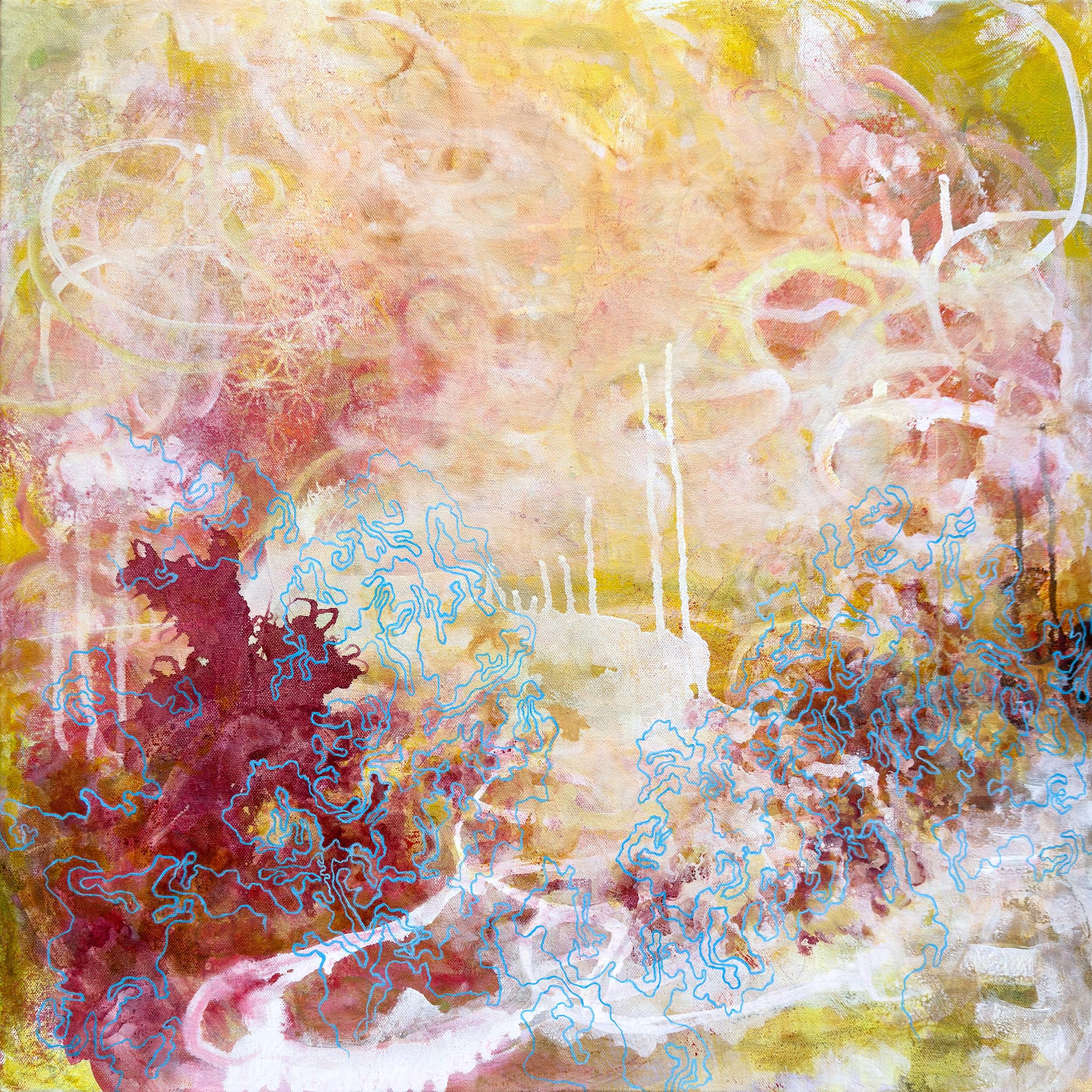 "Johnny", Zeitgenössisch, Gelb, Rosa, Rot, Blau, Weiß, Acrylgemälde, 2025