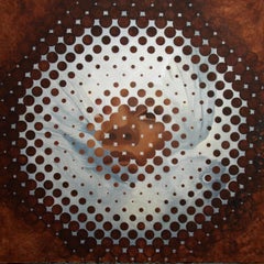 Sandra Cohen - “Kilroy”, Contemporary, Portrait, Brown, Gray, Blue, Geometric, Acrylic Painting “Kilroy”, Contemporary, Portrait, Brown, Gray, Blue, Geometric, Acrylic Painting