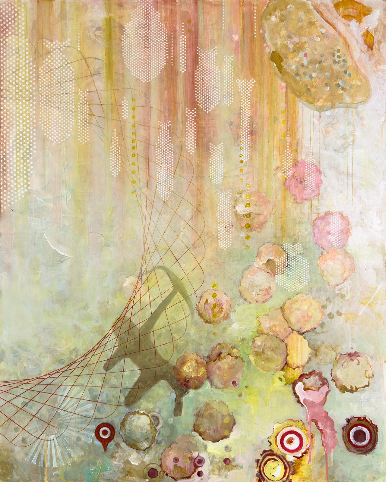 Abstract Painting di Sandra Cohen - "Servizi di localizzazione", 30 x 24 x .25, acrilico su pannello rigido temperato