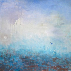 “Mistakes Were Made", Abstract Landscape Sky Blue White Pattern Acrylic Painting