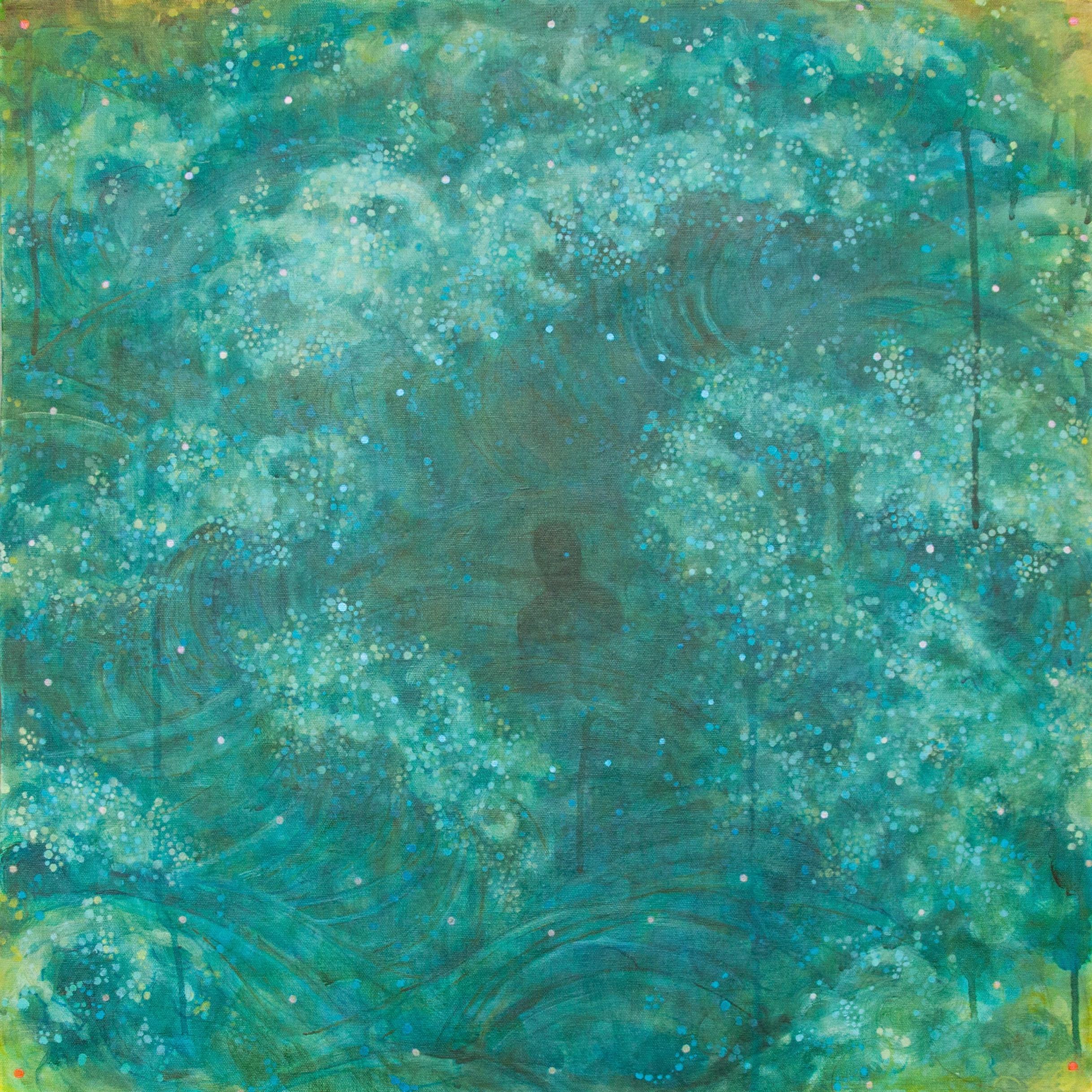 "Ophelia (3)", Contemporary, Figur, Blau, Grün, Acrylmalerei, 2015