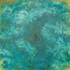 "Ophelia (3)", Contemporary, Figur, Blau, Grün, Acrylmalerei, 2015
